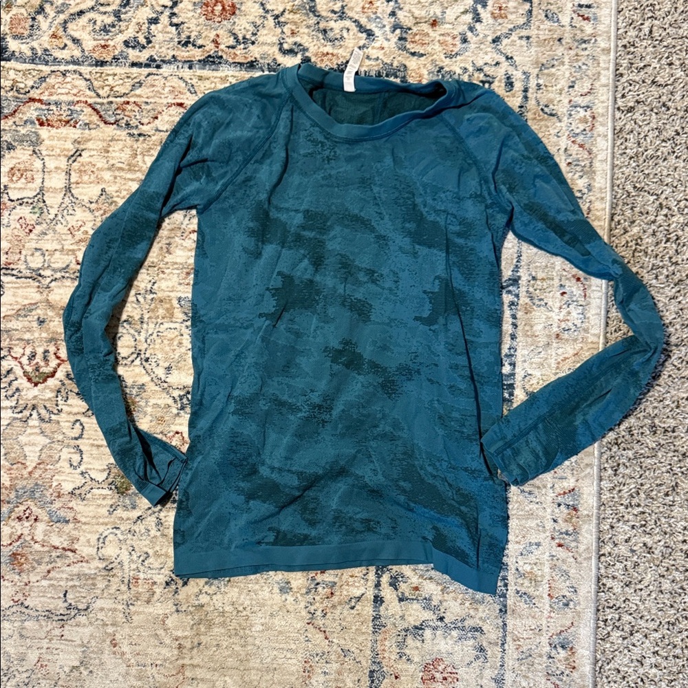 Athleta Teal Mesh Long Sleeve Top